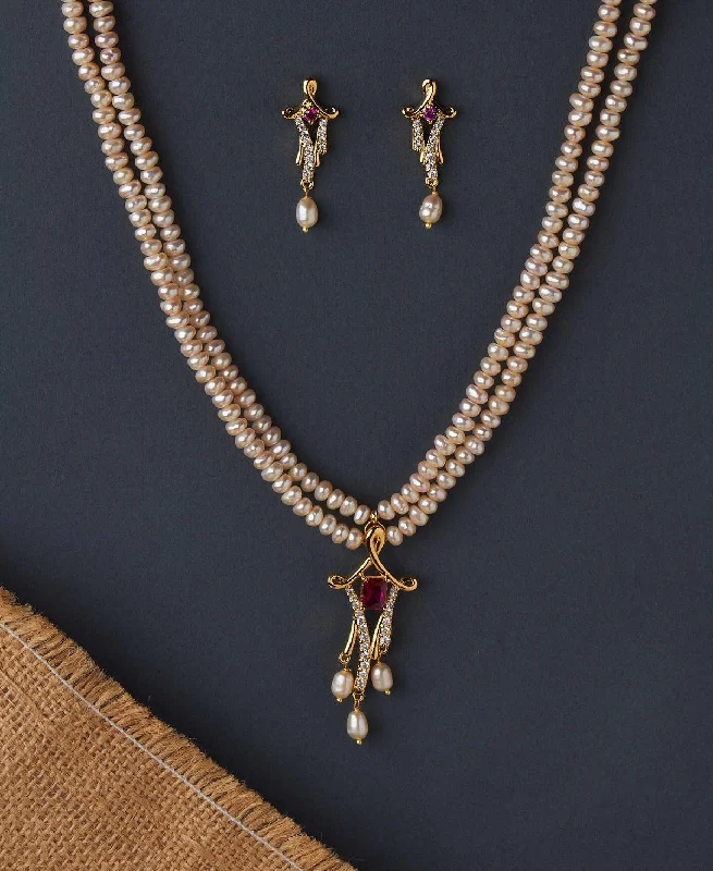 beaded chain necklaces patternsTraditional Real Pearl Necklace Set