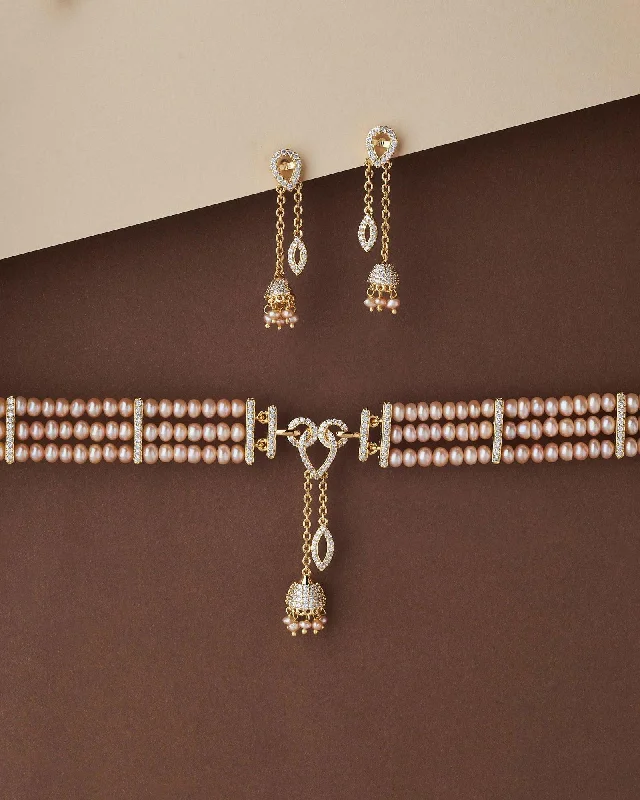 snake chain necklaces textureBeautiful Pearl Necklace Set