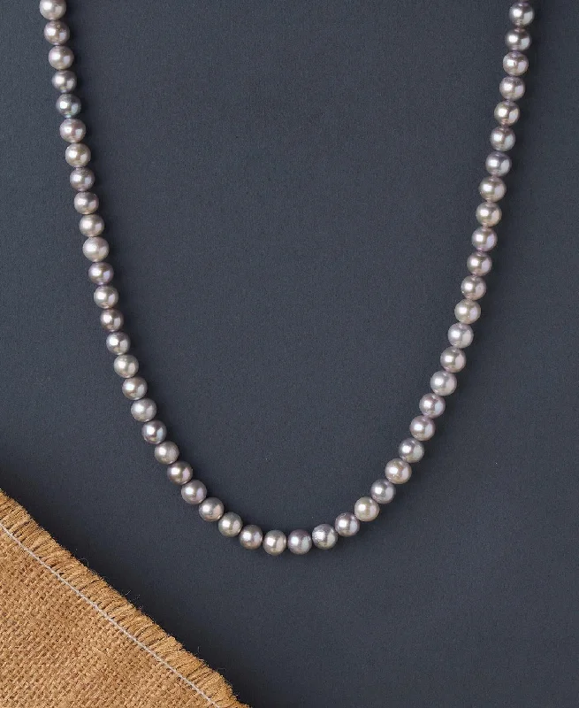 curb chain necklaces popularityTrendy Grey Pearl Necklace