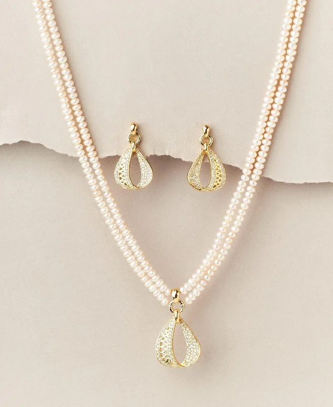 chain necklaces matching earringsTrendy Pearl Necklace Set