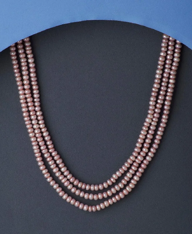 formal wear chain necklacesTrendy Pink Colour Pearl Necklace