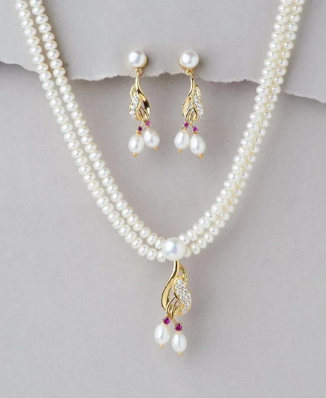 vintage style chain necklacesTrendy Real Pearl Necklace Set