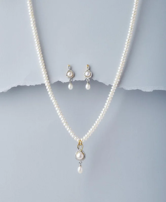 silver chain necklaces qualityTrendy Real Pearl Necklace Set