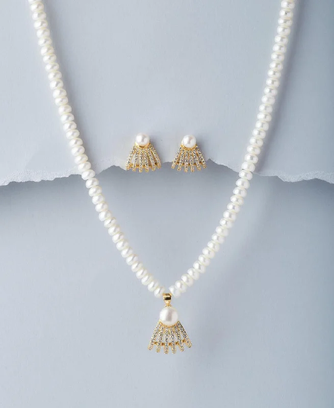 adjustable chain necklaces lengthTrendy Real Pearl Necklace Set