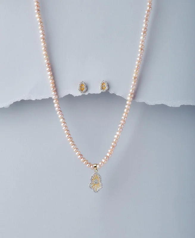 gemstone chain necklaces colorsTrendy Real Pearl Necklace Set