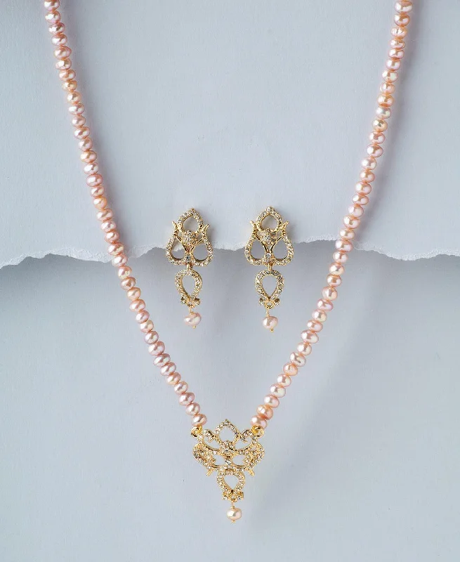 chain necklaces matching earringsTrendy Real Pearl Necklace Set