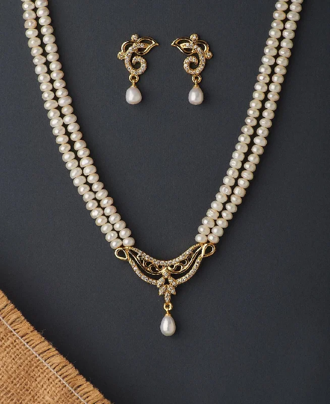 vintage style chain necklacesTrendy Real Pearl Necklace Set