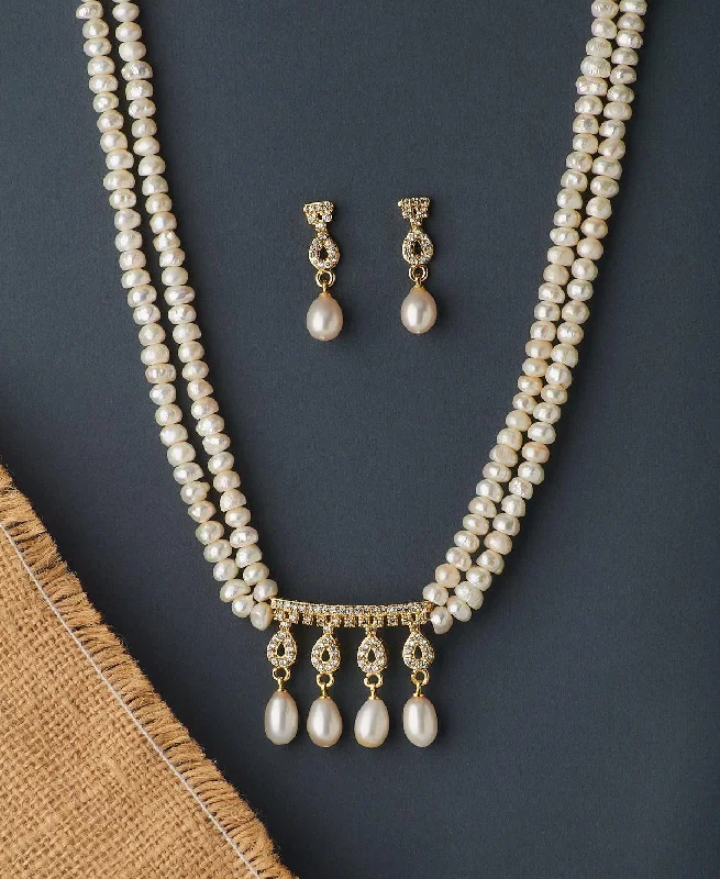 rose gold chain necklaces fashionTrendy Real Pearl Necklace Set