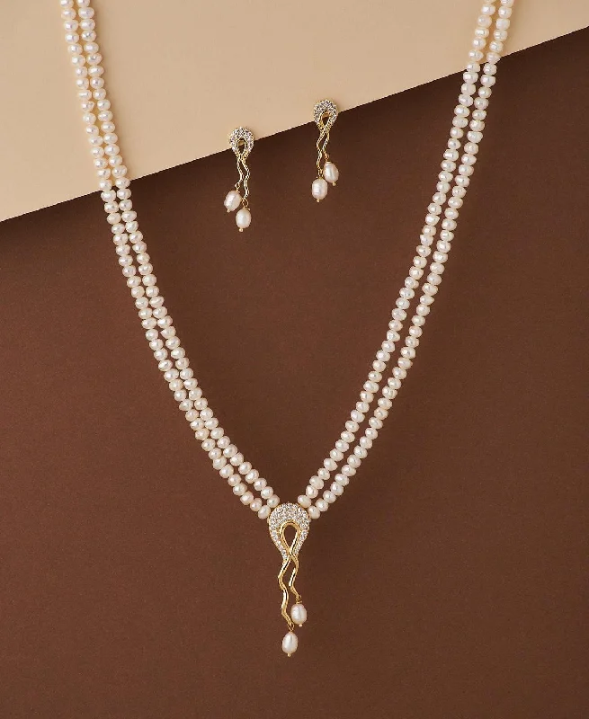 rose gold chain necklaces fashionTrendy Stone Studded Pearl Necklace Set