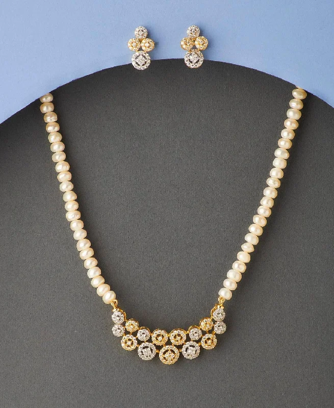 handmade chain necklaces jewelryTrendy Stone Studded Pearl Necklace Set