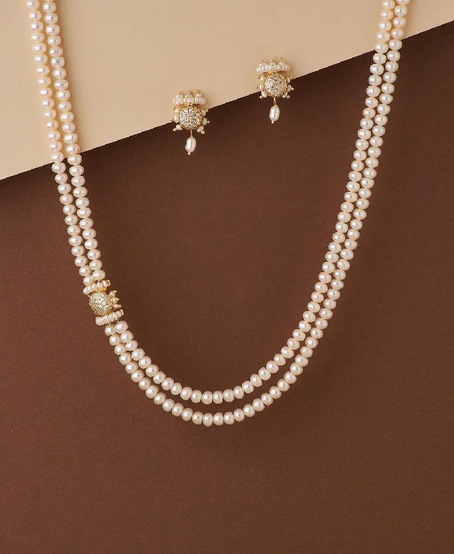 gold plated chain necklacesTrendy Stone Studded Pearl Necklace Set