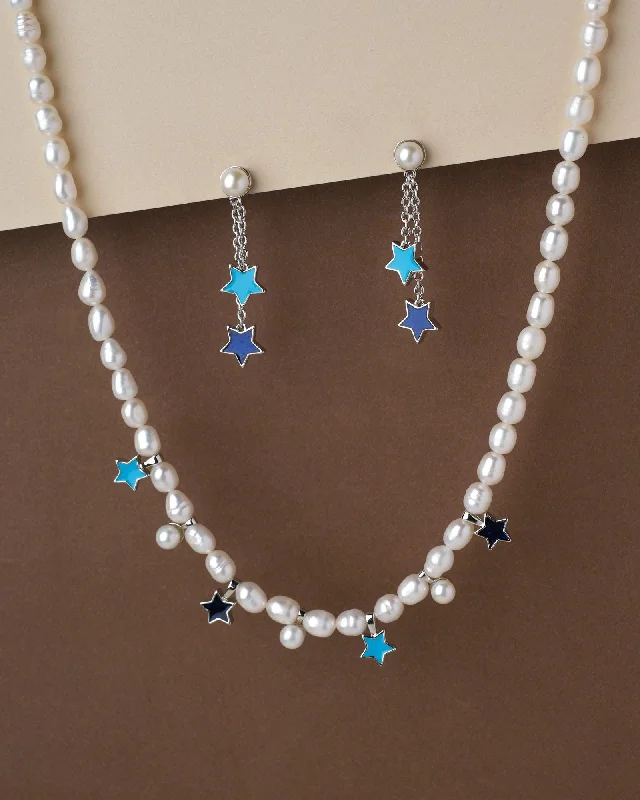 long chain necklaces stylingWrapped In The Night-Sky Pearl Necklace Set